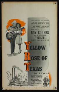 m529 YELLOW ROSE OF TEXAS window card movie poster '44 Roy Rogers, Dale Evans