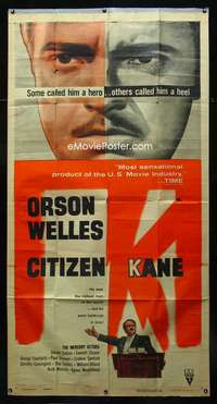 p011 CITIZEN KANE three-sheet movie poster R56 Orson Welles classic!