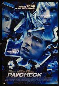 p126 PAYCHECK DS Australian mini movie poster '03 John Woo, Affleck, Thurman