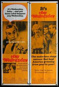 p032 ANY WEDNESDAY 2 door panel movie posters '66 Jane Fonda, Robards