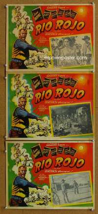 p159 RED RIVER 3 Mexican movie lobby cards R50s John Wayne, Monty Clift