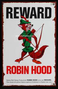 p108 ROBIN HOOD special 11x17 '73 Walt Disney cartoon, best REWARD poster design!