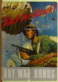 p070 BACK THE ATTACK war poster '43 Schreiber WWII art!