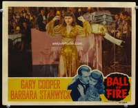 r014 BALL OF FIRE movie lobby card '41 sexy Barbara Stanwyck c/u!