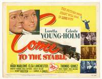 r278 COME TO THE STABLE movie title lobby card '49 Loretta Young as a nun!