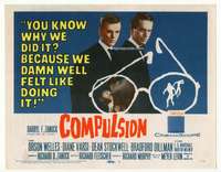 r279 COMPULSION movie title lobby card '59 Orson Welles, Richard Fleischer