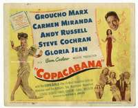 r282 COPACABANA movie title lobby card '47 Groucho Marx, Carmen Miranda