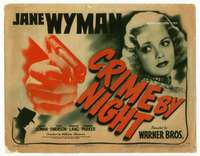 r290 CRIME BY NIGHT movie title lobby card '44 Jane Wyman, cool image!