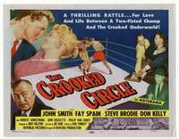 r291 CROOKED CIRCLE movie title lobby card '57 cool boxing film noir!