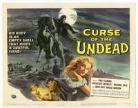 r295 CURSE OF THE UNDEAD movie title lobby card '59 art of lustful fiend!