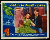 r037 DEATH IN SMALL DOSES movie lobby card '57 doper Peter Graves!