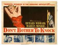r312 DON'T BOTHER TO KNOCK movie title lobby card '52 sexy Marilyn Monroe!