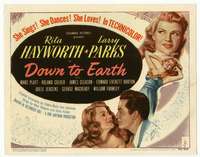 r317 DOWN TO EARTH movie title lobby card '46 Rita Hayworth, Parks