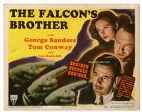 r326 FALCON'S BROTHER movie title lobby card '42 Tom Conway & Sanders!