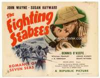 r329 FIGHTING SEABEES movie title lobby card '44 John Wayne, Susan Hayward