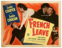 r339 FRENCH LEAVE movie title lobby card '48 Jackie Cooper & Coogan!