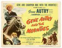 r341 GENE AUTRY & THE MOUNTIES movie title lobby card '50 with Champion!