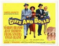 r353 GUYS & DOLLS movie title lobby card '55 Brando, Simmons Sinatra