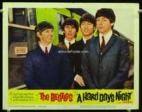 r063 HARD DAY'S NIGHT movie lobby card #3 '64 John, Paul, Ringo, George