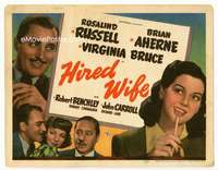 r365 HIRED WIFE movie title lobby card '40 Rosalind Russell, Brian Aherne