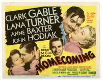 r366 HOMECOMING movie title lobby card '48 Clark Gable, Lana Turner