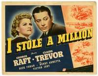 r373 I STOLE A MILLION movie title lobby card '39 George Raft, Trevor