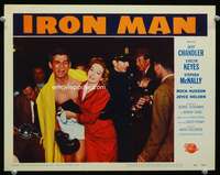 r074 IRON MAN movie lobby card #3 '51 Jeff Chandler, boxing!