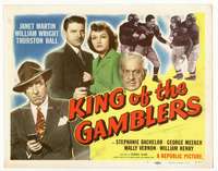 r398 KING OF THE GAMBLERS movie title lobby card '48 cool football image!