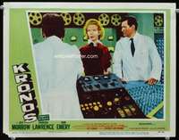 r083 KRONOS movie lobby card #7 '57 Barbara Lawrence in laboratory!