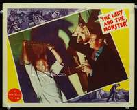 r084 LADY & THE MONSTER movie lobby card '44 von Stroheim attacks!