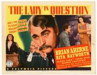 r414 LADY IN QUESTION movie title lobby card '40 Rita Hayworth, Brian Aherne