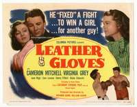 r423 LEATHER GLOVES movie title lobby card '48 boxing Cameron Mitchell!