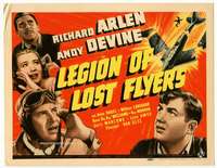 r425 LEGION OF LOST FLYERS movie title lobby card '39 pilot Richard Arlen!
