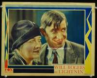 r092 LIGHTNIN' movie lobby card '30 Will Rogers with huge grin!