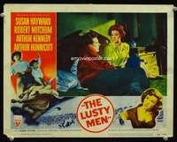 r100 LUSTY MEN movie lobby card #2 '52 Susan Hayward, Arthur Kennedy