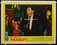 r108 MARTY movie lobby card #8 '55 Ernest Borgnine close up at party!