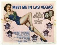 r453 MEET ME IN LAS VEGAS movie title lobby card '56 sexy Cyd Charisse!