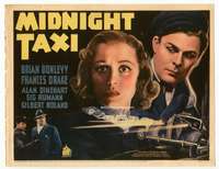 r458 MIDNIGHT TAXI movie title lobby card '37 Brian Donlevy, Frances Drake