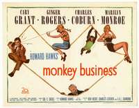 r463 MONKEY BUSINESS movie title lobby card '52Grant,Rogers,Marilyn Monroe