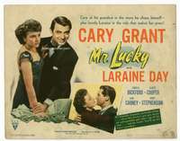 r468 MR LUCKY movie title lobby card '43 gambling Cary Grant, Laraine Day