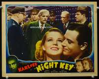 r129 NIGHT KEY movie lobby card '37 Boris Karloff, Jean Rogers