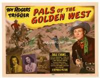 r507 PALS OF THE GOLDEN WEST signed movie title lobby card '51 Roy Rogers, Evans