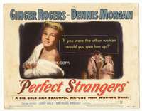 r514 PERFECT STRANGERS movie title lobby card '50 Ginger Rogers, Morgan
