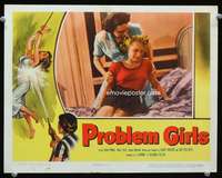 r154 PROBLEM GIRLS movie lobby card '53 bad blonde in big trouble!
