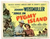 r524 PYGMY ISLAND movie title lobby card '50 Johnny Weissmuller, Jungle Jim
