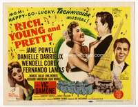 r537 RICH, YOUNG & PRETTY movie title lobby card '51 Jane Powell, Darrieux