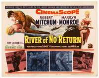 r539 RIVER OF NO RETURN movie title lobby card '54 Mitchum, Marilyn Monroe