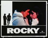 r164 ROCKY movie lobby card #8 '77 best Stallone & Shire close up!