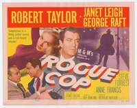 r541 ROGUE COP movie title lobby card '54 Robert Taylor, sexy Janet Leigh!