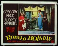 r166 ROMAN HOLIDAY movie lobby card #3 '53 half dressed Audrey Hepburn